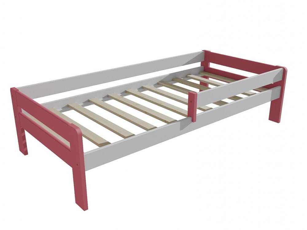 eoshop Detská posteľ so zábranou VMK003C KIDS (Rozmer: 90 x 170 cm, Farba dreva: farba ružová + biela)