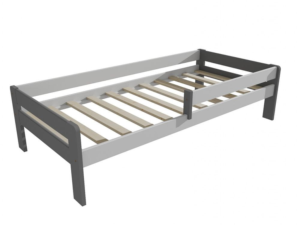 eoshop Detská posteľ so zábranou VMK003C KIDS (Rozmer: 90 x 180 cm, Farba dreva: farba sivá + biela)
