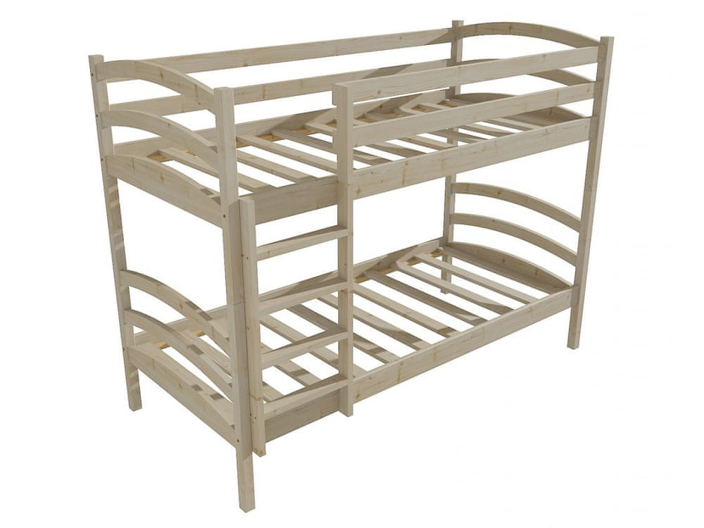 eoshop Poschodová posteľ PP 016 (Rozmer: 80 x 180 cm, Priestor medzi lôžkami: 80 cm, Farba dreva: surové drevo)