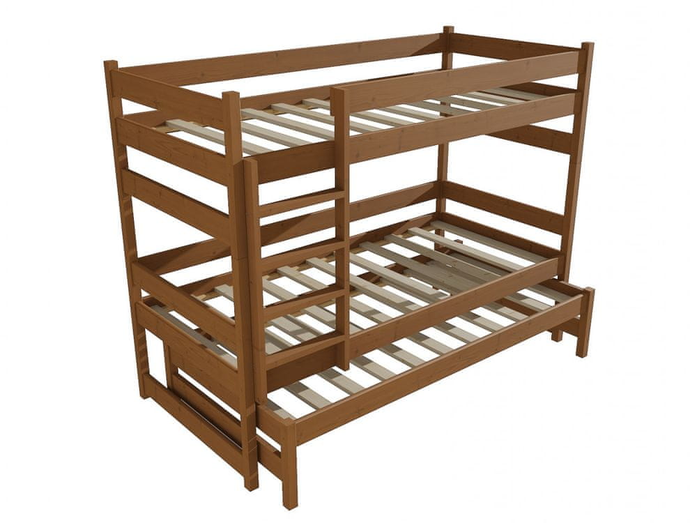 eoshop Poschodová posteľ s výsuvnou prístelkou PPV 018 (Rozmer: 80 x 180 cm, Priestor medzi lôžkami: 90 cm, Farba dreva: morenie dub)