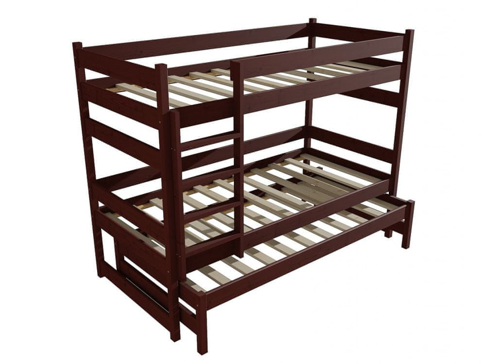 eoshop Poschodová posteľ s výsuvnou prístelkou PPV 018 (Rozmer: 80 x 180 cm, Priestor medzi lôžkami: 90 cm, Farba dreva: morenie orech)