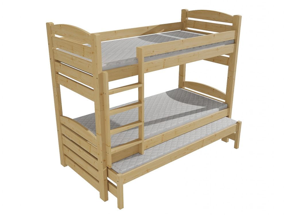 eoshop Poschodová posteľ s výsuvnou prístelkou PPV 022 (Rozmer: 80 x 190 cm, Priestor medzi lôžkami: 80 cm, Farba dreva: farba biela)
