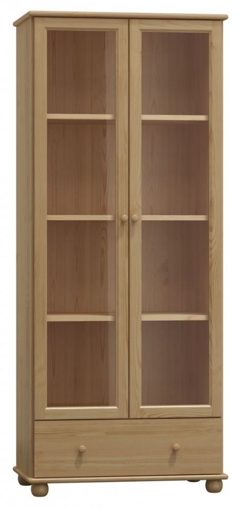 eoshop Vitrína 103 Klasik masív borovica (Farba dreva: bezfarebný lak, Šírka: 90 cm)