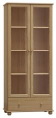 eoshop Vitrína 103 Klasik masív borovica (Farba dreva: surové drevo, Šírka: 90 cm)