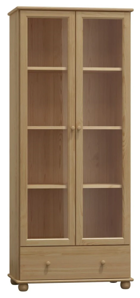 eoshop Vitrína 103 Klasik masív borovica (Farba dreva: surové drevo, Šírka: 80 cm)