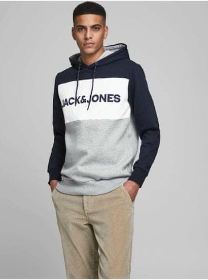 Jack&Jones Modro-šedá mikina s kapucňou Jack & Jones