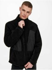 ONLY Čierna zimná bunda z umelého kožušteka ONLY & SONS Villads XL