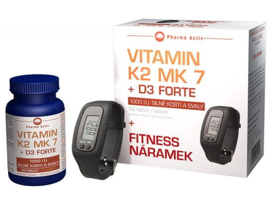 Pharma Activ Vitamín K2 MK-7 + D3 FORTE 125 tbl. + Fitness náramok