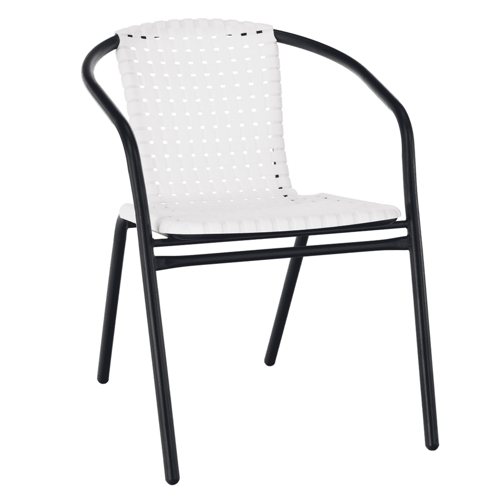 KONDELA Záhradné stoličky, stohovateľná, biela / čierna, BERGOLA