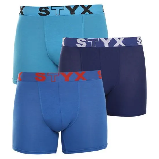 Styx 3PACK pánske boxerky long športová guma modré (U9676869)