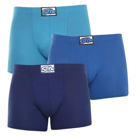 Styx 3PACK pánske boxerky long klasická guma modré (F9676869)
