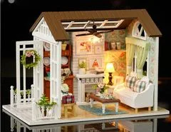 Aga Drevený model obývačky pre bábiky na zostavenie LED