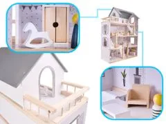 Aga Drevený domček pre bábiky s nábytkom 80cm