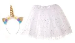 Aga Karnevalový kostým Jednorožec + čelenka + sukňa Biela