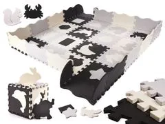 Aga Kontrastné penové puzzle 30 x 30 cm, 36 ks Čierno-sivo-krémové