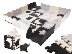 Aga Kontrastné penové puzzle 30 x 30 cm, 36 ks Čierno-sivo-krémové