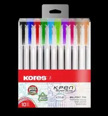 KORES Pen K11 guličkové pero sada 10 farieb