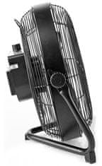 Nedis stojanový ventilátor/ priemer 30 cm/ výkon 43 W/ plynulá rýchlosť/ naklápací/ dobíjací/ USB-A/ kovový/ čierny