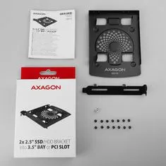 AXAGON RHD-P25, hliníkový rámček pre 2x 2.5" HDD/SSD do 3.5" pozície alebo PCI záslepky