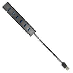 HUE-SA7BP, 4x USB 3.0 ALU CHARGING húb, vr. AC adaptéra, kábel USB-A 40cm