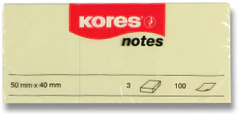 KORES Samolepiace bloček - žltý 50 × 40 mm, 3 × 100 listov