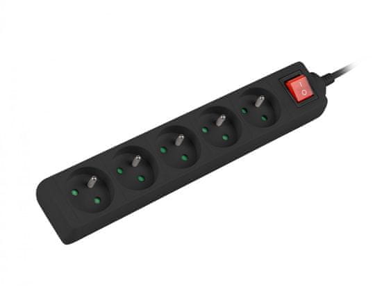 Lanberg Predlžovací kábel PS1 5 zásuvky 3m vypínač čierna