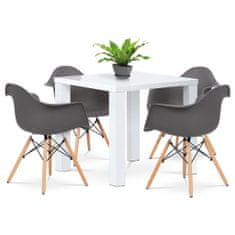 Autronic Jedálenský stôl 80x80x76 cm, vysoký lesk biely AT-3005 WT