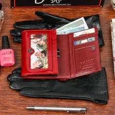 Beltimore  K25 Dámska kožená sada peňaženka červená s rukavicami