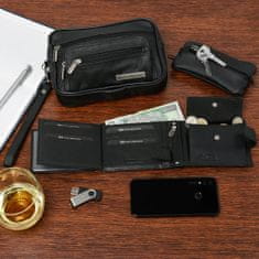 Beltimore  P71 Pánska kožená sada peňaženka RFiD s kľúčenkou a puzdrom