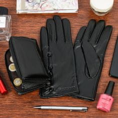 Beltimore  K26 Dámska kožená sada peňaženka s rukavicami čierna