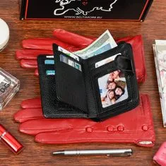 Beltimore  K26 Dámska kožená sada peňaženka čierna s rukavicami
