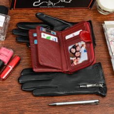 Beltimore  K27 Dámska kožená sada peňaženka červená s rukavicami