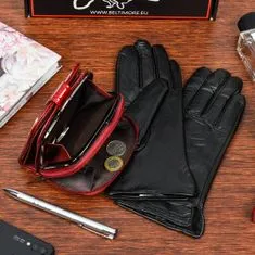 Beltimore  K25 Dámska kožená sada peňaženka červená s rukavicami vel.L