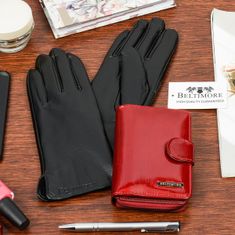 Beltimore  A02 Dámska kožená sada peňaženka červená s rukavicami