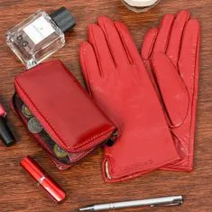 Beltimore  A02 Dámska kožená sada peňaženka s rukavicami červená