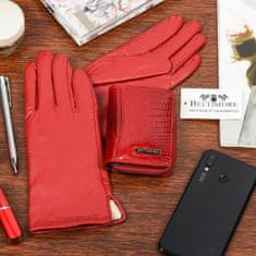 Beltimore  A05 Dámska kožená sada peňaženka s rukavicami červená