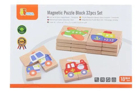Viga Drevené magnetické puzzle - dopravné prostriedky
