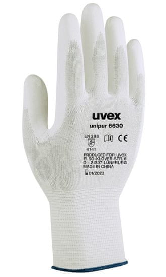 Uvex Rukavice Unipur 6630 vel. 9 / presné práce / suché a mierne vlhké prostredie / vysoká citlivosť / biele