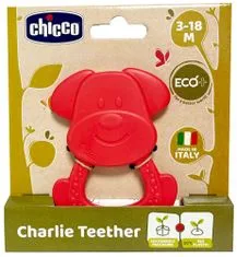 Chicco Hryzátko Eco+ Psík Charlie červený 3m+