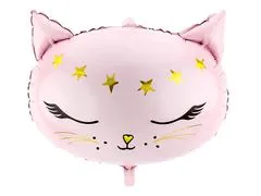 PartyDeco Fóliový balónik mačka ružová 48x36cm -