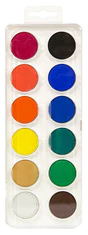 KOH-I-NOOR vodovej farby/vodovky obdĺžnik biely 12 farieb s priemerom 30 mm
