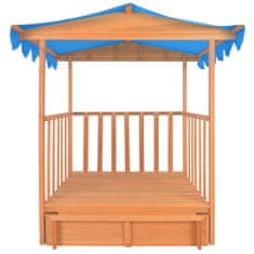 Vidaxl Detský domček s pieskoviskom, jedľové drevo, modrý UV50