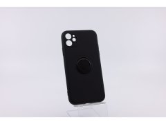 Bomba Mäkký silikónový obal s krúžkom pre iPhone - čierny Model: iPhone 11