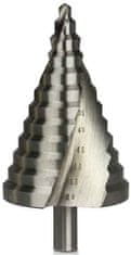 MAR-POL Vrták stupňovitý špirálový 6-60 mm do plechu, HSS4241 krok 5mm, stopka 12 mm, MAR-POL