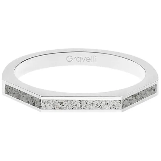 Gravelli Oceľový prsteň s betónom Three Side oceľová / sivá GJRWSSG123