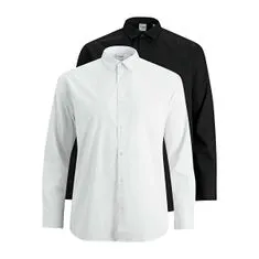 Jack&Jones Plus 2 PACK - pánska košeľa JJJOE Slim Fit 12195941 Black/PACK WHIT (Veľkosť 3XL)