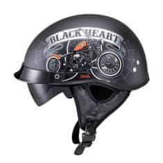 Black Heart Moto prilba Rednut Farba Motorcycle/Matt Black, Veľkosť XS (53-54)