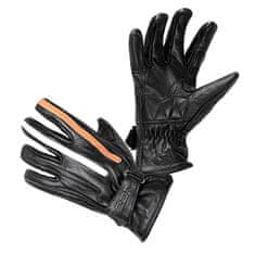 W-TEC Moto rukavice Classic Farba čierna s oranžovým a bielym pruhom, Veľkosť M