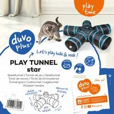 Duvo+ Hrací tunel pre mačky s loptou a zvončekom v tvare hviezdy 100x25cm -modročierny