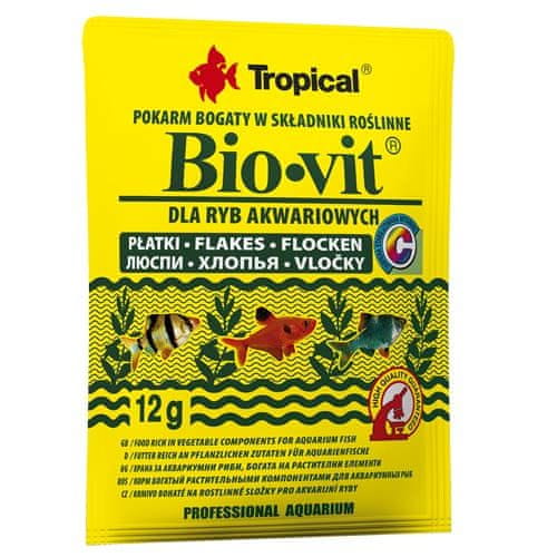 TROPICAL Bio-vit 12g krmivo s vysokým obsahom rastlinných zložiek pre akváriové ryby